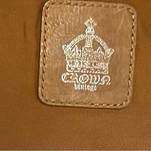 Crown Vintage Tan leather hobo shoulder bag Tote - Picture 9 of 13